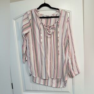 Raya Sun Multicolor Striped Tunic Pink Brown Coastal Hooded